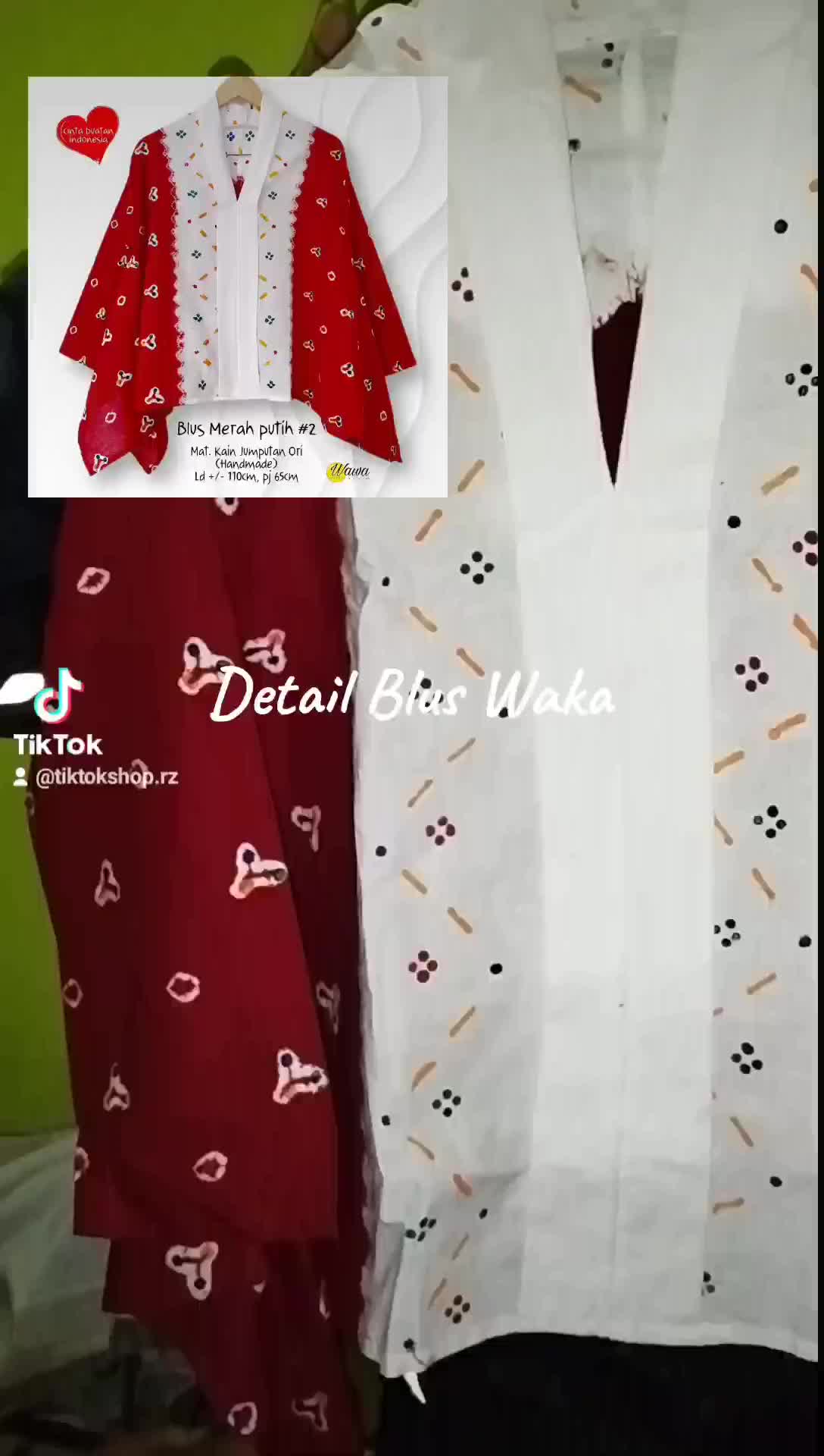 RZ Atasan Merah Putih. Batik Jumputan Kemerdekaan HUT RI. Blus Waka Batik Jumputan Handmade. Batik Batwing Jumbo XXXL