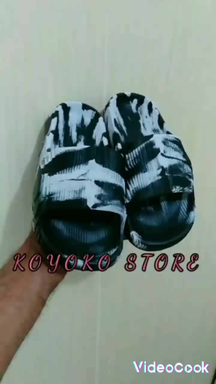 Sandal Selop Pria Sendal Anak Laki Laki Slop Karet Korean Style Motif Loreng Open Toe Kekinian Ball Merah Putih Shoes m9 khaki-k berpori selop army 2