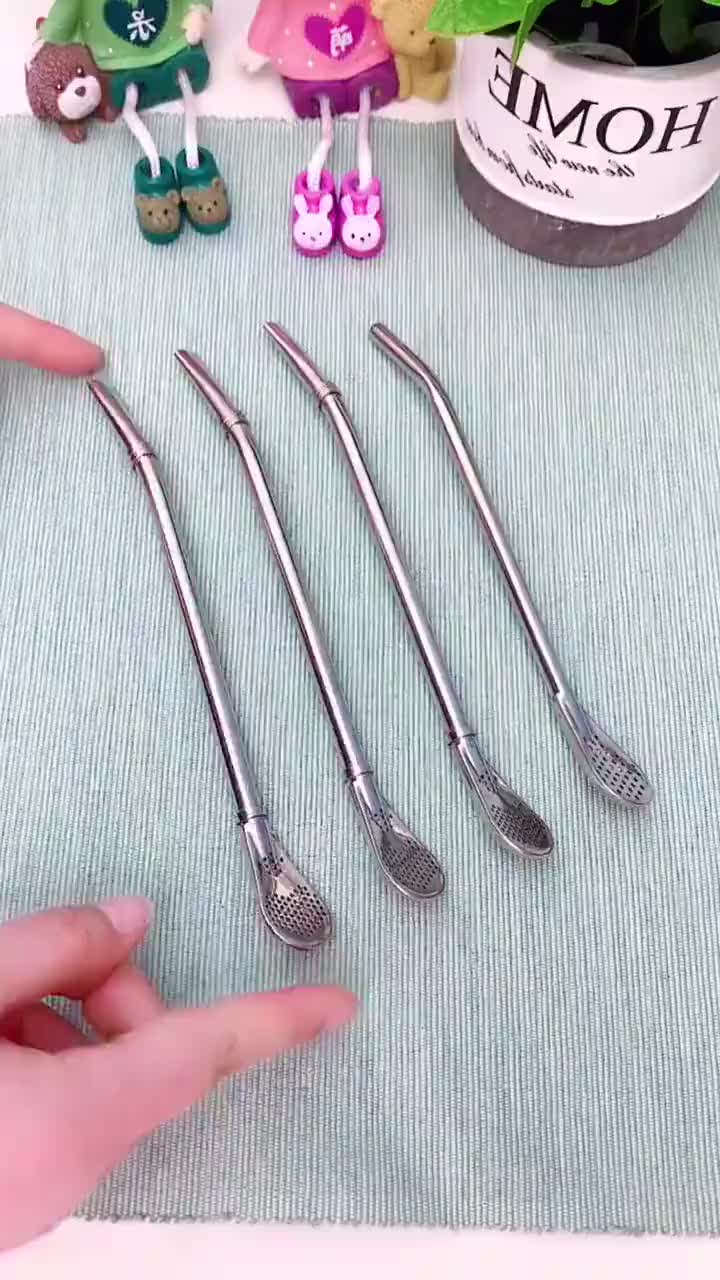 Sedotan Sendok Straw Spoon Stainless 2in1 Sedotan Serbaguna Kitchenware Alat Steel