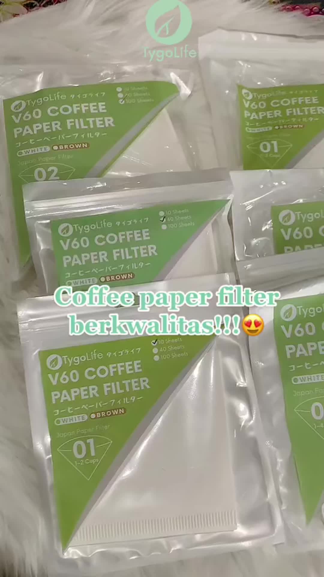COFFEE PAPER FILTER V60 WHITE V01 V02 FLAT BOTTOM KERTAS FILTER KOPI 10/40/100PCS