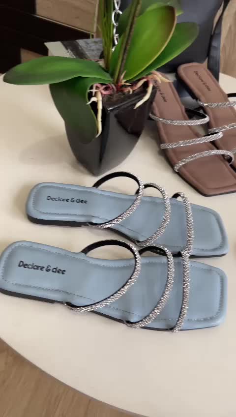 Sandal Flat Wanita Mewah Agnez Vol-3 By Declare&dee Black Blink Blink