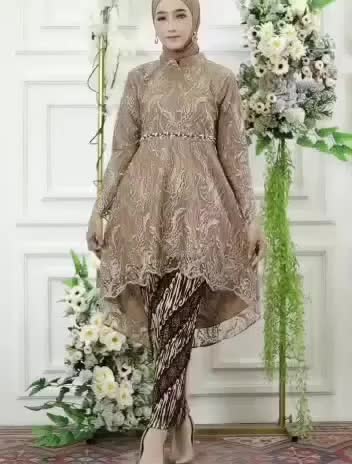Setelan Kebaya Tunik Payet Aurora Lesti Brokat Tile Kebaya Modern Elegan Wanita Atasan Baju Dress Pesta Kebaya Kondangan Lamaran Kebaya Wisuda Remaja Rok Batik Katun Kebaya Graduation Mewah