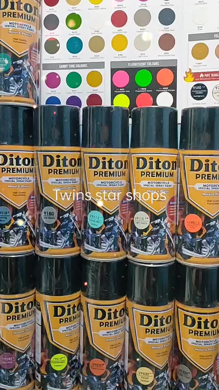 Diton Premium Pilox Pilok Cat Semprot 400cc Ready Berbagai Warna Standar Metalic Metalik Glossy Mengkilap Doff Dop Black Hitam White Putih Silver Primer Grey Epoxy Clear Pernis Gold Yellow Kuning Green Hijau Blue Biru Abu-Abu