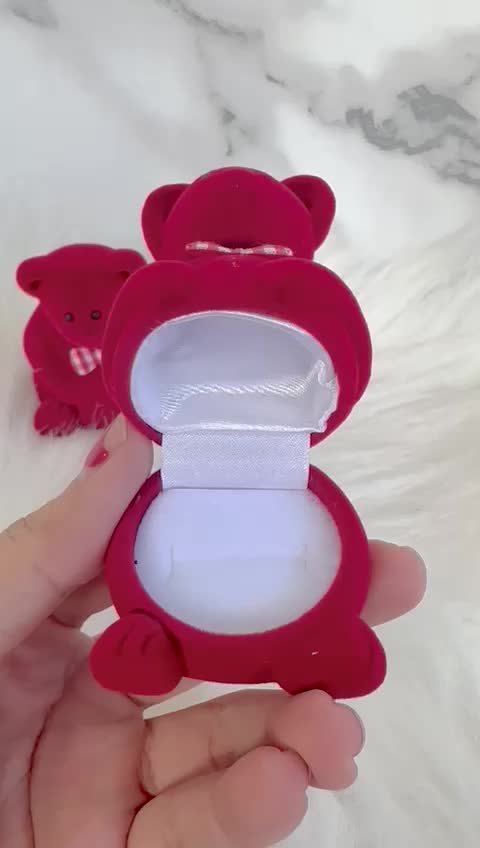 Tempat cincin wedding lamaran box kotak cincin bludru murah karakter BERUANG korea untuk 1 cincin