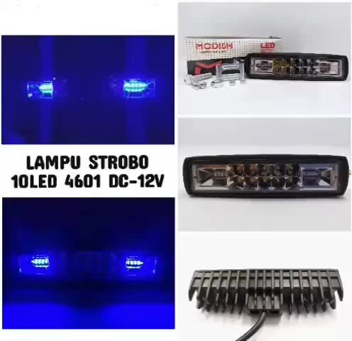 LAMPU TEMBAK SOROT LED BAR 10 MATA KIRI KANAN KEDIP BIRU