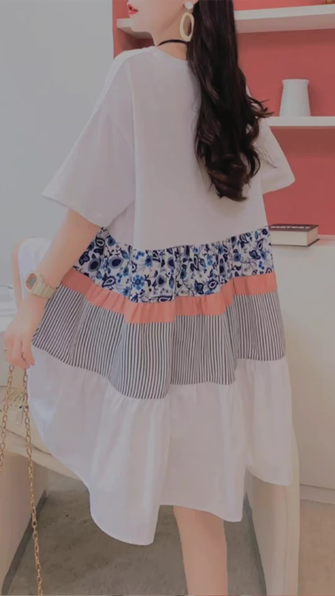 Atasan shinika tiered mini 89291 original three m baju import berkualitas termurah terlaris new Bunga Jalan Polos Panjang Oversize Wanita Cewek Casual
