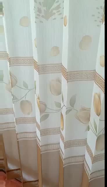 Vitrase Gorden Import Motif bunga Tulip Tirai Jendela Hordeng Lapisan Minimalis emas kain Plisket Curtain