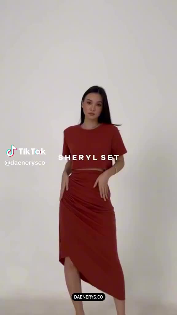 4172 COD SETELAN ROK ASIMETRIS WANITA / ONESET SANTAI 2IN1 TERBARU BAHAN WAFFLE PREMIUM