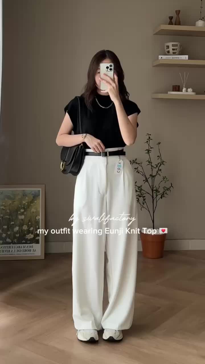 Eunji Knit Top - Baju Wanita Vest Turtleneck [BISA COD]