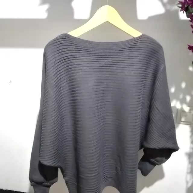 Lasperal Rajut Batwing Polos Oversize / Sweater Rajut Wanita Simple / Pakaian Rajut Santai / Baju Rajut Batwing Lengan Panjang