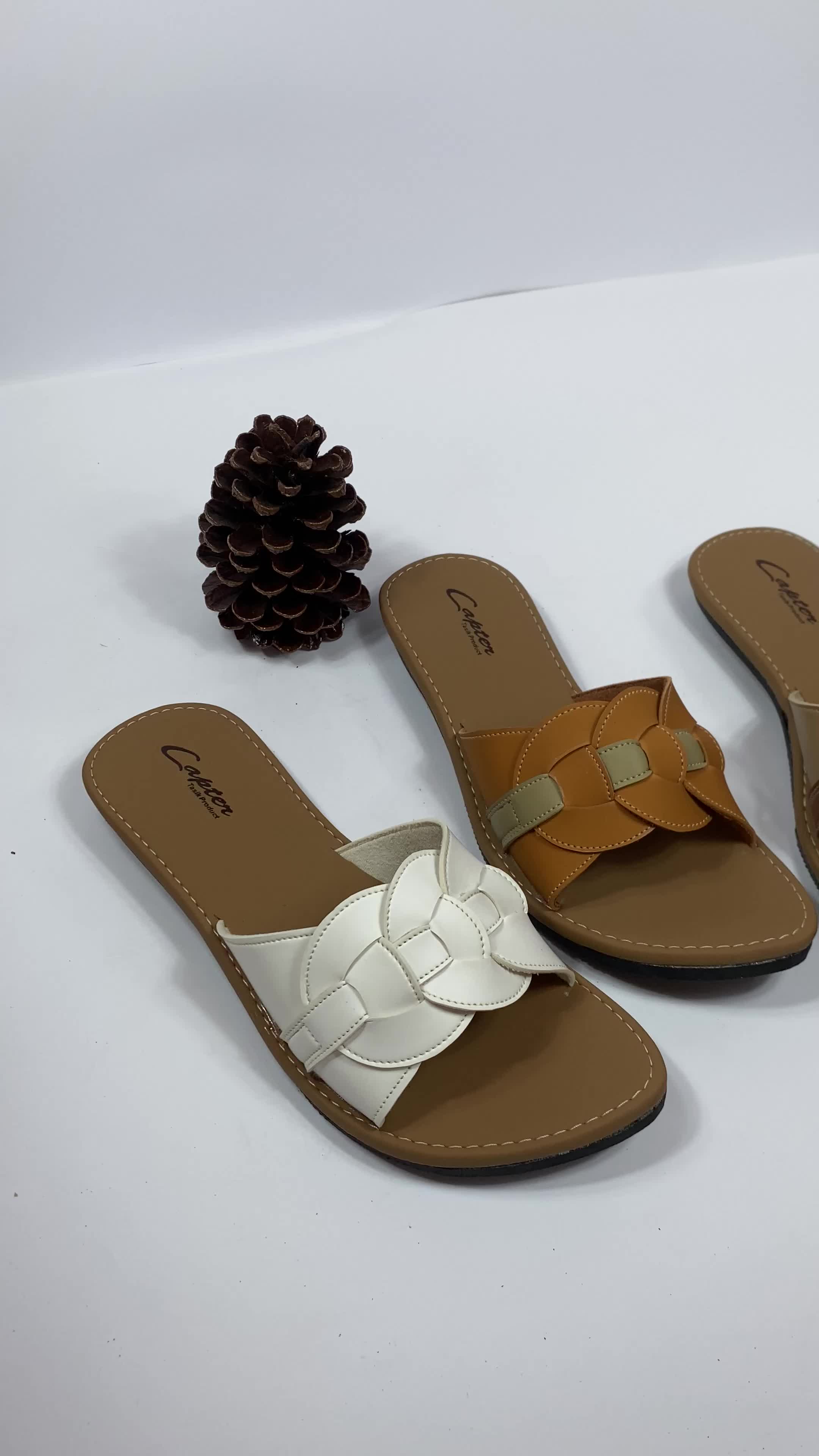 Sandal Wanita Capter Slop Anyam Sol Karet Anti Licin - Handmade