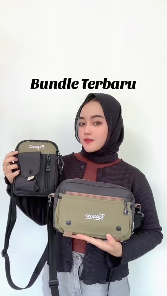 [Beli Lokal] TAPAXCO Bundle Hemat Tas Selempang Pria - Buy 1 Get 1 Slingbag Casual Local Original Hitam