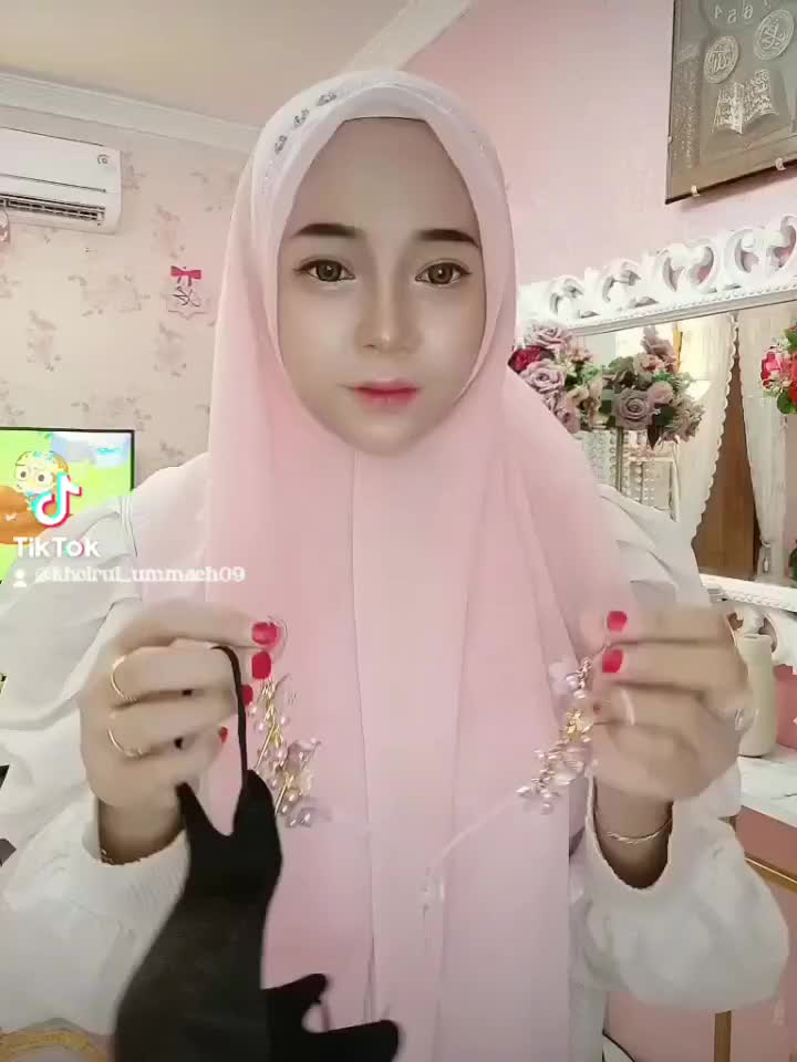 STRAP MASKER HIJAB 2 IN 1 MEWAH Mutiara