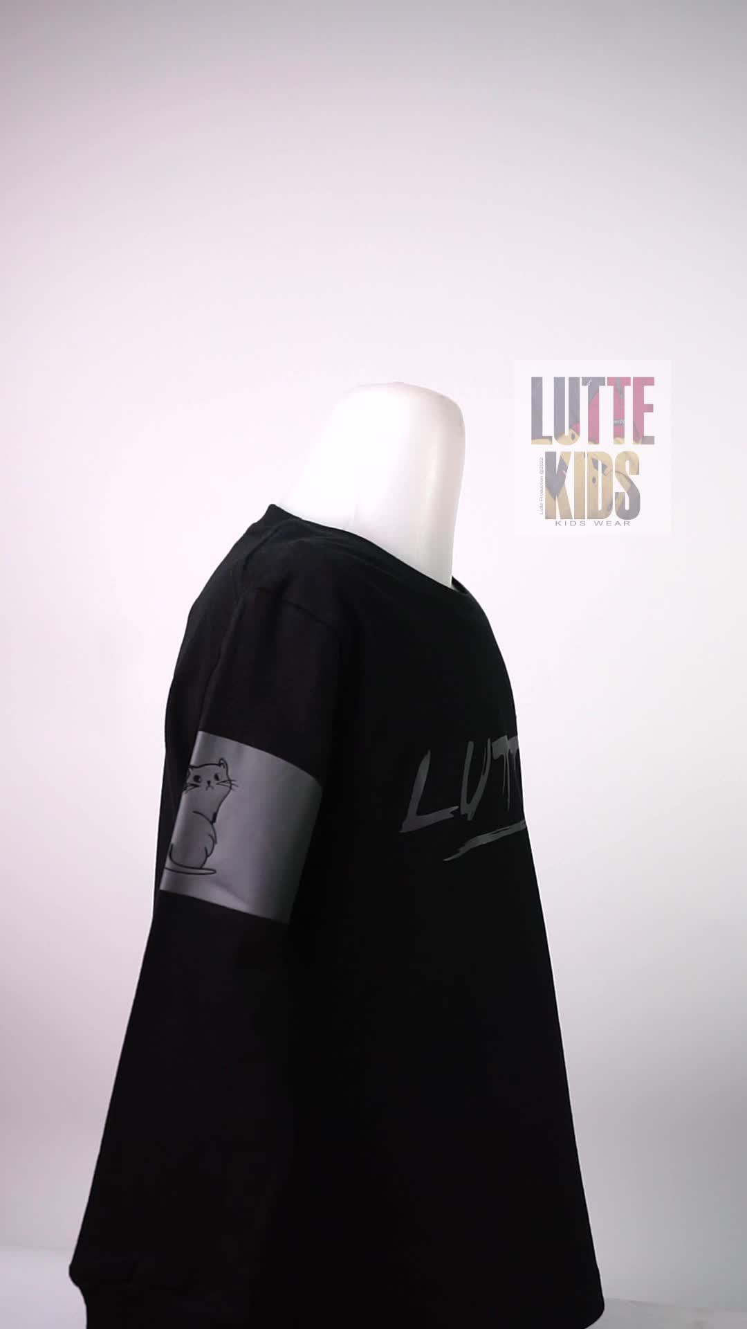 Baju Anak Lutte Kids Kaos Lengan Panjang Warna Hitam Katun Combad, Fashion anak