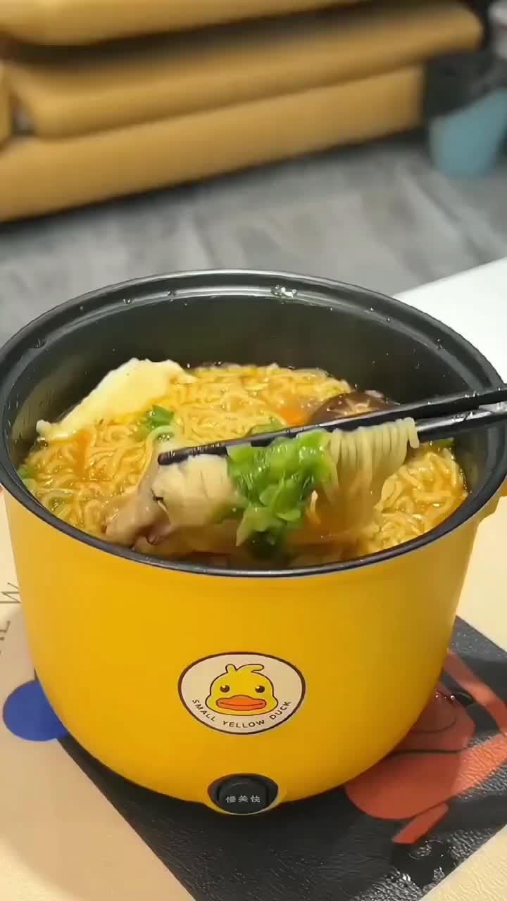 Pplus  COD Panci Elektrik Serbaguna Bebek kuning/Pancil Elektrik Multifungsi Anti Lengket Listrik Pancil Rice Cooker Panci Kukus Praktis Panci Anak Kos hitam kuning