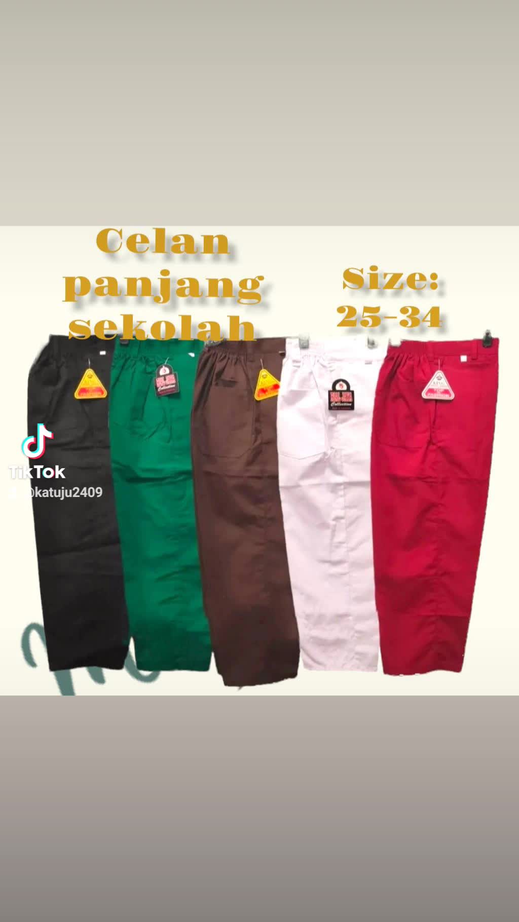 Celana panjang seragam sekolah SD/MI usia 6-12 tahun celana panjang sekolah sd mi Anak Fashion