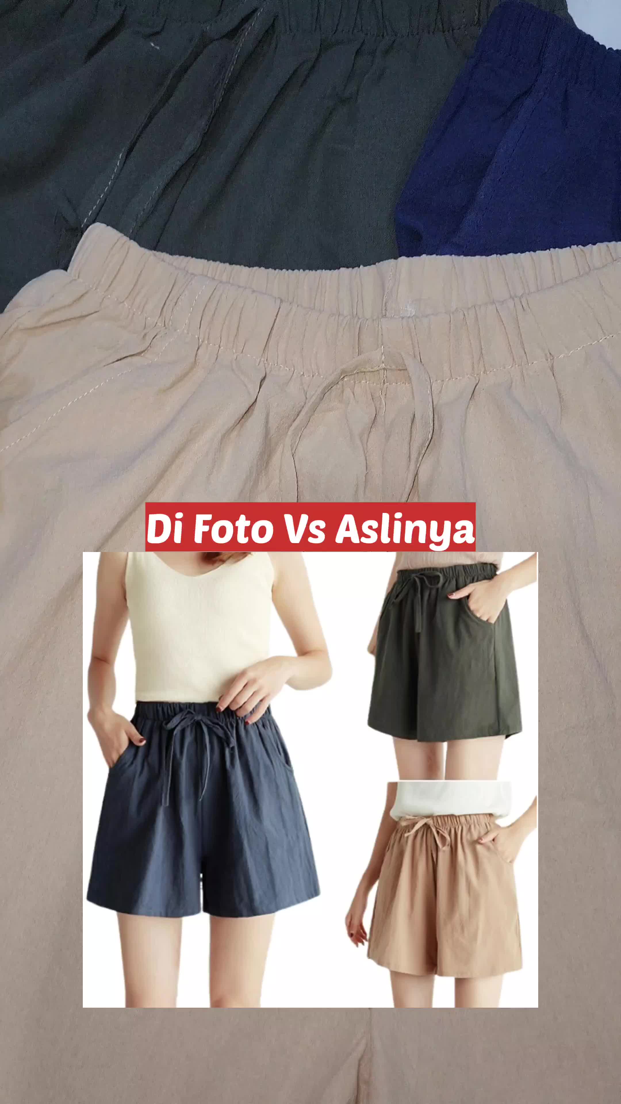 CELANA HIGHWAIST PENDEK WANITA - KATUN LINEN [S - XL] Shorts CELANA Casual Santai