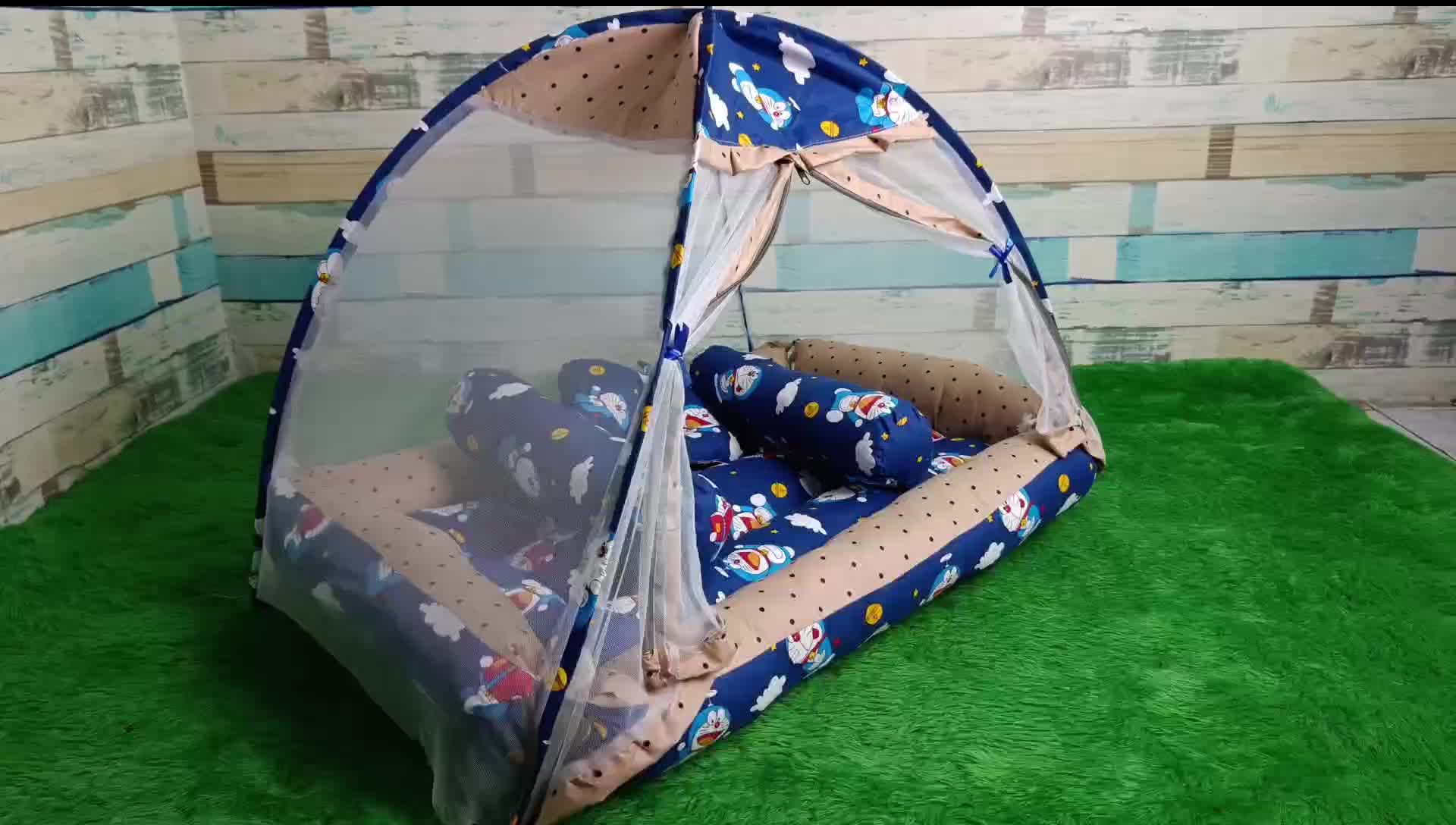 kasur bayi set kelambu motif Doraemon | kasur bayi 1 set lengkap Bantal Guling | Kasur bayi Empuk | Kado bayi