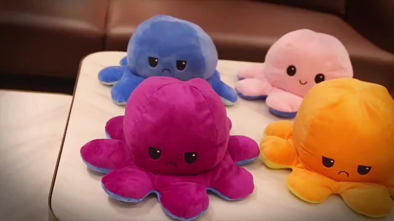 Soft Cute Toys Reversible Bipolar Octopus Doll Toy Plush Mood Switcher boneka Gurita 2 Ukuran M & S