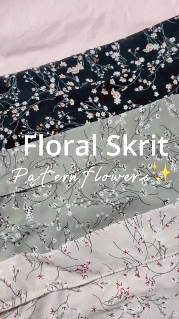 FLORAL SKIRT | SAKURA PATTERN SKIRT | KOREAN STYLE A-Line | rok motif bunga Bunga