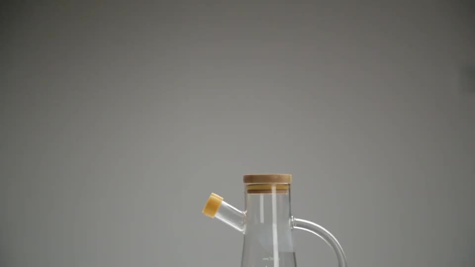 Botol Minyak Kaca Tutup Kayu Aesthtetic Borosilicate Glass OIl Pot 700 ML