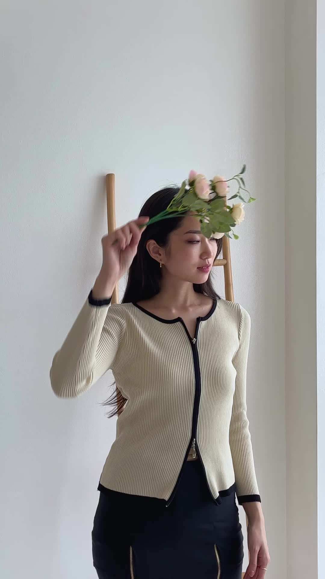 [YUKARI.IDN] 알렉사 ALEXA Top | ATASAN WANITA CARDIGAN KNIT RESLETING LENGAN PANJANG Baju Knitwear