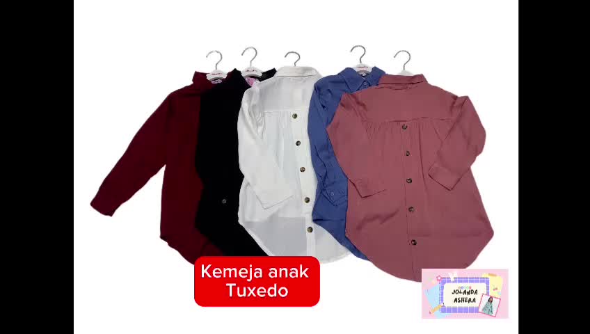 ASHERATANAHABANG KEMEJA ANAK PEREMPUAN RAYON TWIL POLOS UMUR 4 - 16 TH BLUS MURAH BISA COD
