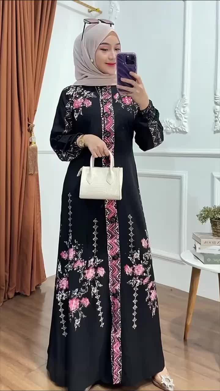 Gamis Twill Rayon Premium Model Kancing Terbaru Modern Kekinian Syari Produk Lokal - Batik Usman Muslim Lebaran