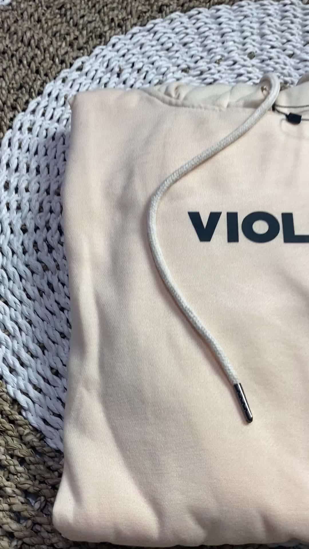 Jaket Hoodie Cowok Wanita Warna Cream Distro JICO List Violet Glow Fleece Katun Tebal Sweater Hoodie Pria Wanita