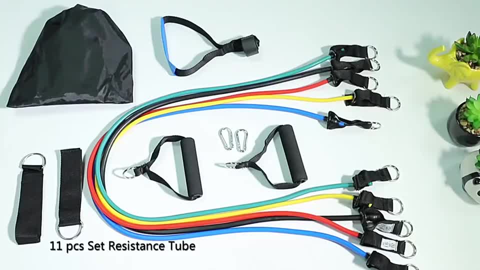 11 Set Alat Yoga Tali Stretching Pilates Tube Yoga Fitness 11 Set Alat Yoga Olahraga Otot Portable Outdoor Busa