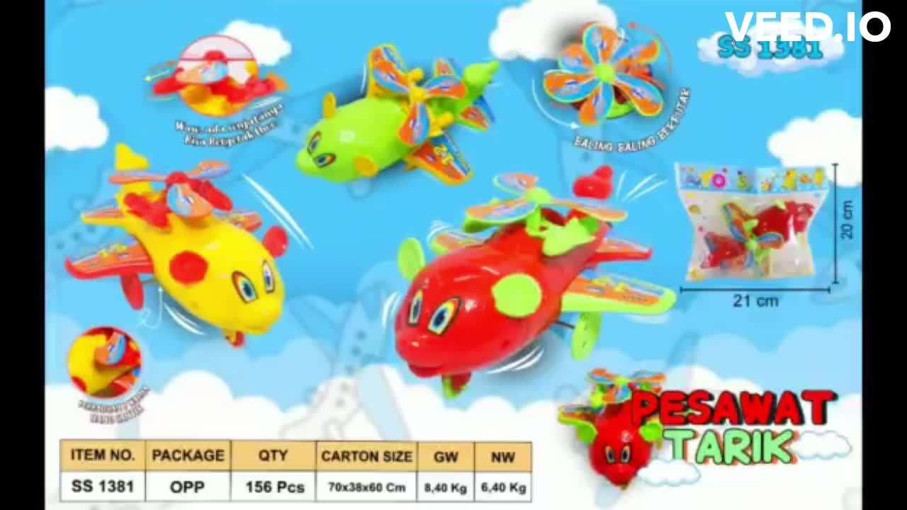 ( BISA COD ) PROMO Mainan Anak Pesawat Terbang Baling Baling Tarik Jalan Karakter Lucu / Mainan Anak Laki Laki SNI Murah