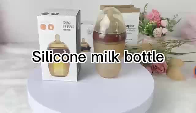 Botol Bayi Silikon Leher Lebar Warna Coklat / Bayi Botol Susu dengan sedotan Empeng Accessories