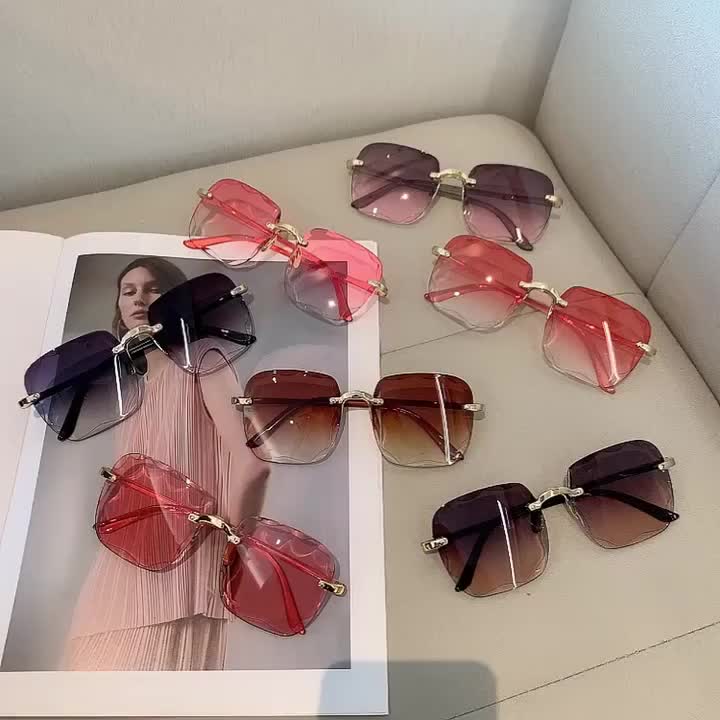 Kacamata Wanita Gaya Korea Tanpa Bingkai Terbaru Murah Eyewear Sunglasses ootd