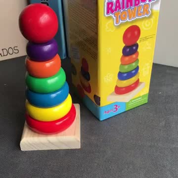 Balok Susun Anak Rainbow Tower Toys Balok Susun Mainan Kayu Mainan Balita Mainan Balok Kayu Wooden Toys Donat Susun Pelangi 206-25