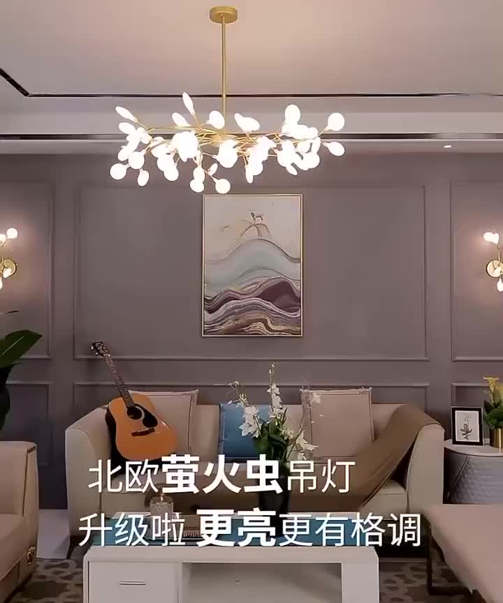 COD Lampu Hias Gantung Desain Kunangkunang Gaya Modern 18/30/45 kepala Antik Ruang Tamu / Kamar Tidur Bohlam Akrilik Putih
