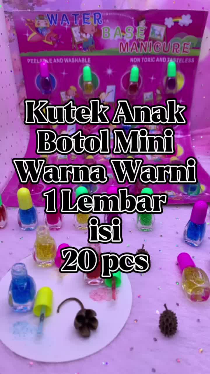 (20 PCS) MAINAN KUTEK BOTOL ANAK MINI WARNA WARNI ISI 20 PCS MURAH / KUTEK MINI ANAK / KUTEK ANAK PEELABLE AND WASHABLE