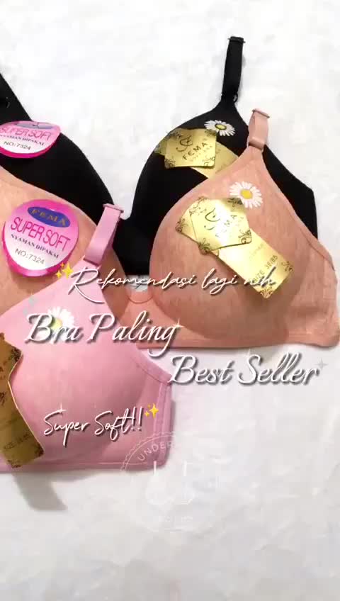 PAKET GROSIR BRA TANPA KAWAT FEMA 7324 2216 9367 CUP KECIL SIZE 34-40 Busa Tipis Bh Wanita Remaja Motif