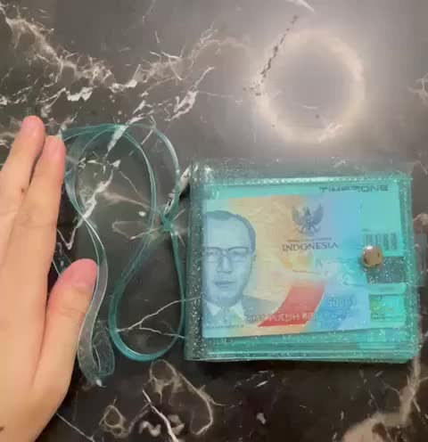 DOMPET TRANSPARAN KALUNG DIY LIPAT DAN KARTU DAN UANG wanita murah
