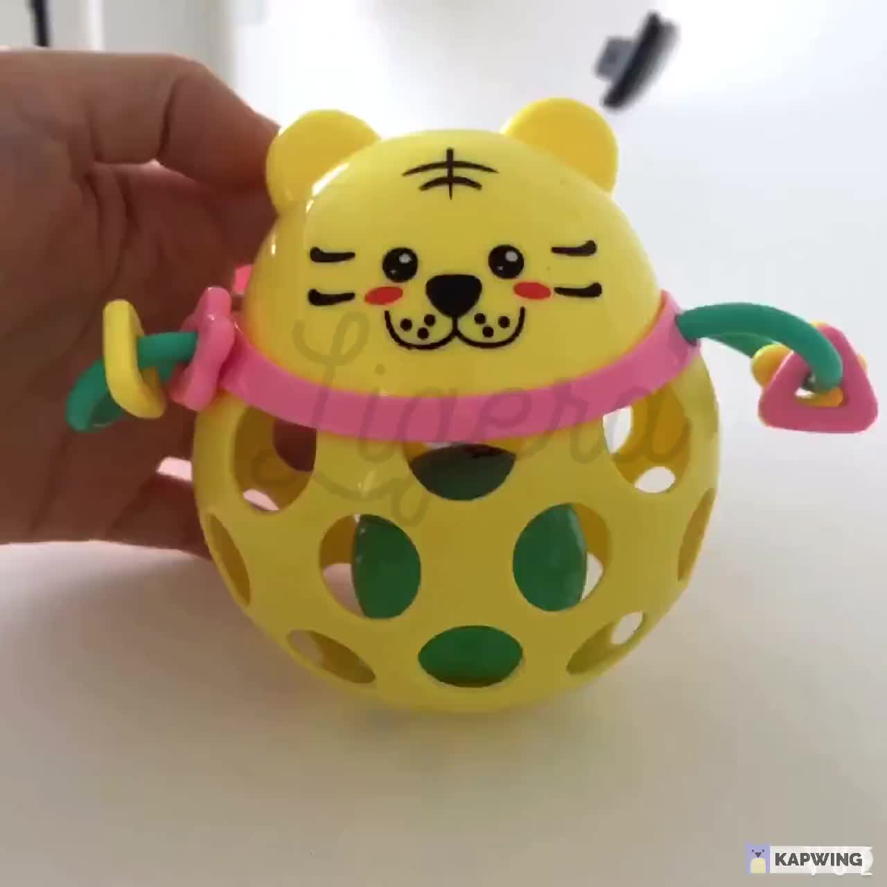 LIGERA Mainan Kerincingan Bayi | Teether Rattle Stick / Bola | Gigitan bayi karet kartun BPA Free | Rangsangan Gigi bentuk hewan warna pink kuning hijau