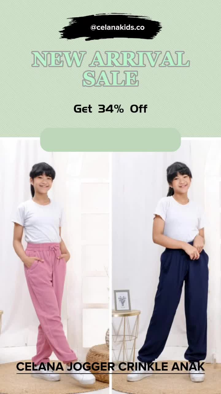 celana jogger crinkle anak cewek umur 4-13 tahun cocok buat Santai dan dailiy Fashion