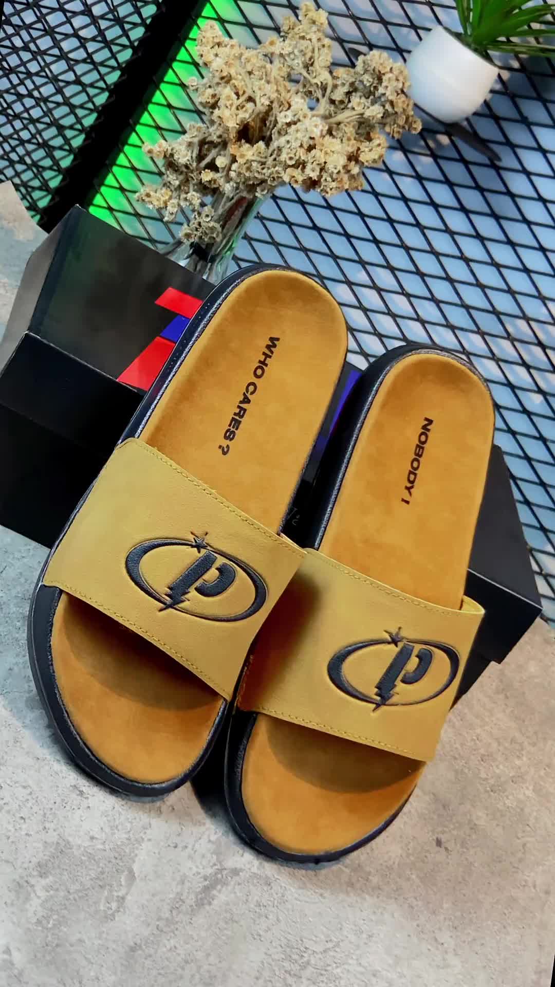 PAPAROS - Sandal Selop Pria Universe Series Tan Full Suede - Sandal Slide