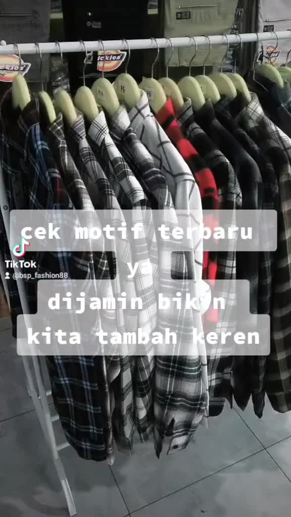 kemeja flanel pria motif Tartan best seller V-Neck