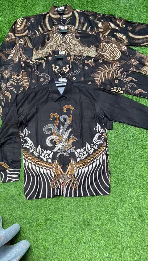 NEW batik pria lengan panjang baju batik motif bernekel Kantor Printing Seragam Katun