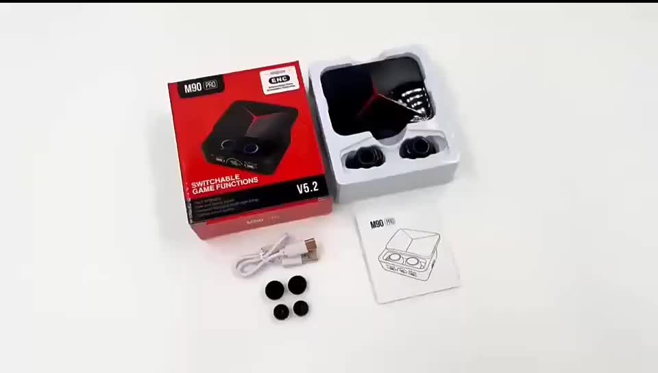 Headset Bluetooth Bass M90 Pro TWS terbaru 2024 Headphone Wireless Nirkabel 5.3 In Ear Earphones Earbud Game Noise Cancelling Tahan Air dengan Layar LED Earphone Olahraga Musik HiFi Mikrofon Pengisi Daya Powerbank Suport semua Perangkat Ponsel Telepon hea