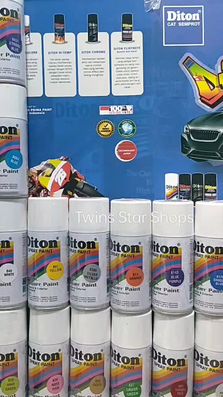 Diton Pilox Pilok Cat Semprot Ready Berbagai Varian Warna Black Hitam White Putih Red Merah Silver Gold Yellow Kuning Green Hijau Blue Clear Pernis Primer Grey Epoxy Glossy Mengkilap Metalic Metalik Doff Dop 150cc Spray Paint