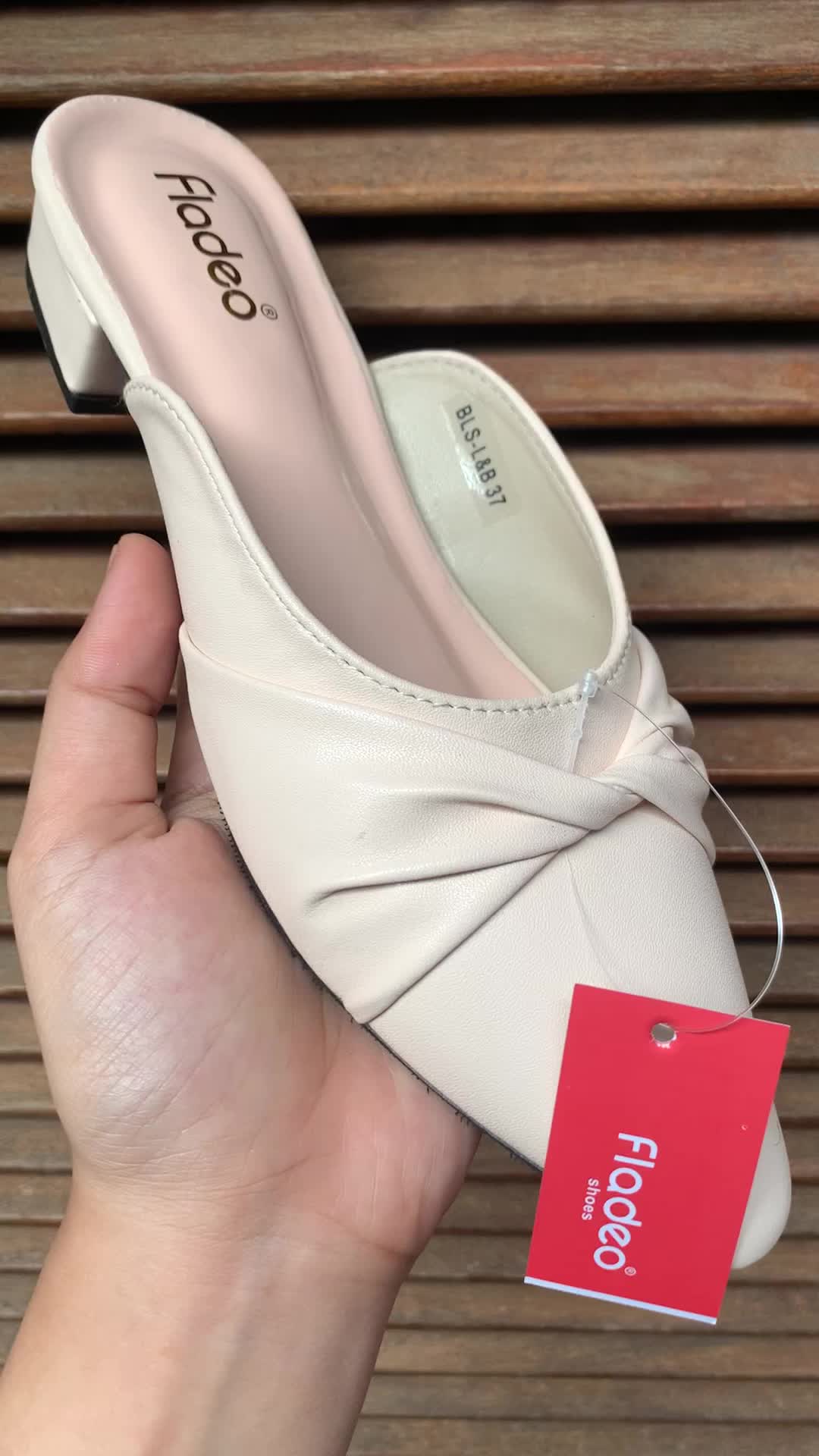 Sepatu Sandal Fladeo Wanita Mules Heels 3cm (Pita)