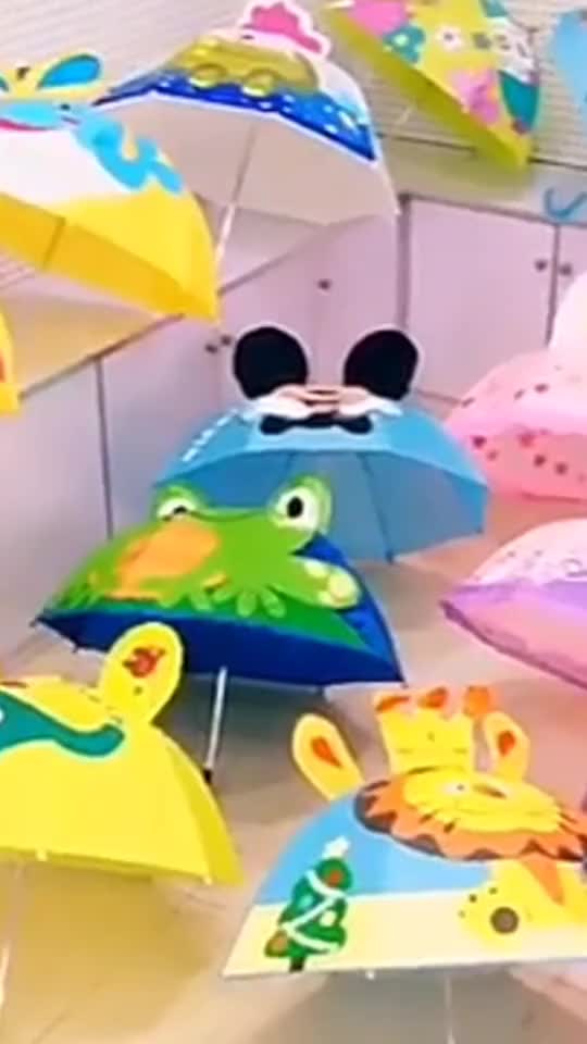 Payung Anak Kuping Telinga Karakter Jumbo Besar Motif Karakter Lucu Imut Kartun Disney Princess Hello Kitty dengan Tanduk Gagang Plastik