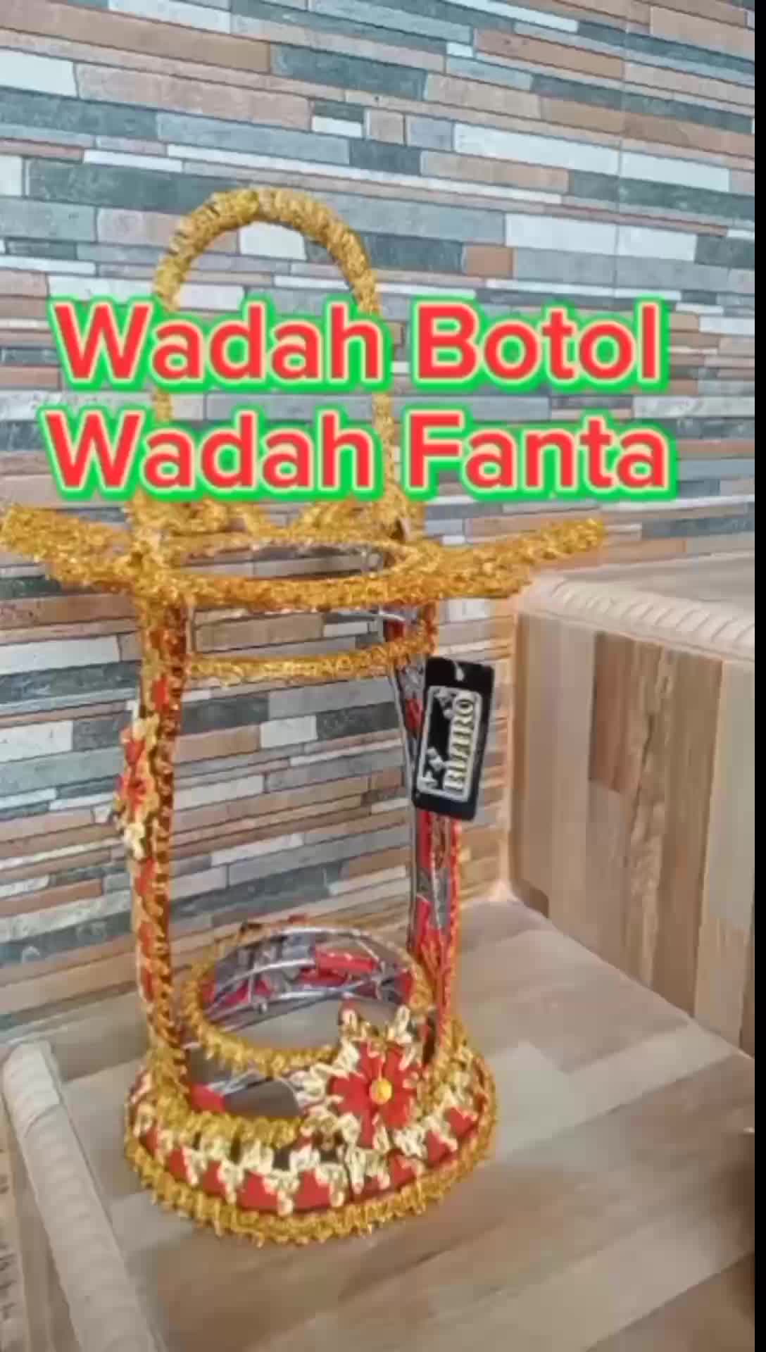 Wadah Botol di hias Tapis cantik #wadahbotol #wadahfanta #tempatbotol #tapislampung Gold Minuman