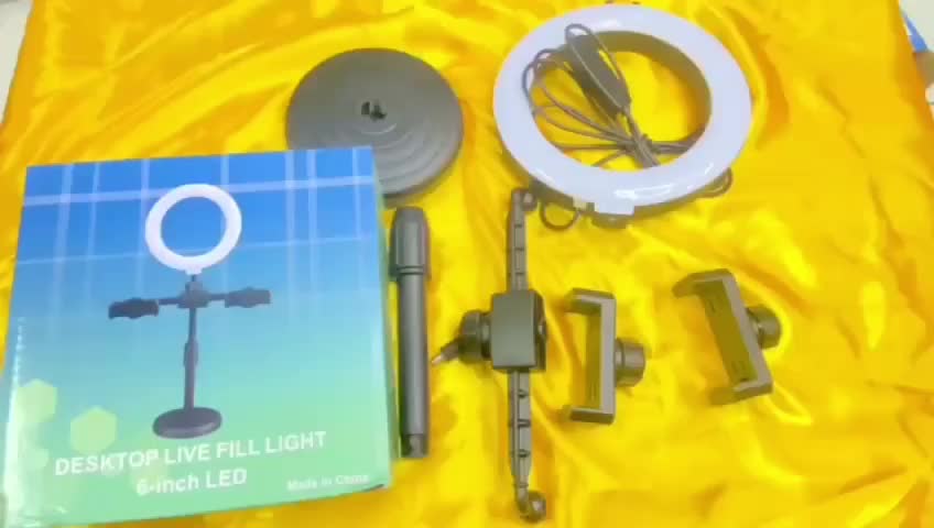 RING LIGHT 2IN1 (TRIPOD DUDUK + 2 HOLDER HP LAMPU SELFIE RING LIGHT) DIMABLE LIVE STREAMING , Cocok untuk live streaming/vlogger Led Remote Ringlight