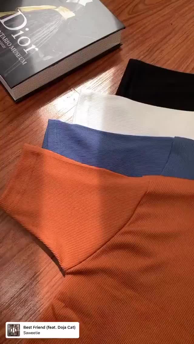 MANSET BAJU KAOS Rajut Wanita Turtleneck Kerah Tinggi Lengan Pendek Korea Style Lembut Nyaman Knitwear Rib Baju Panjang Tebal Atasan Tangan